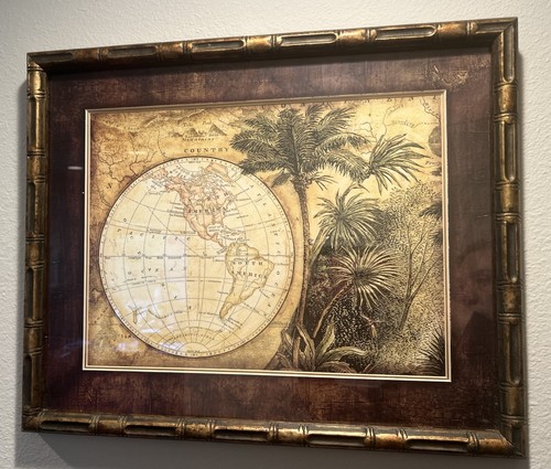 Framed world map - framed, w/