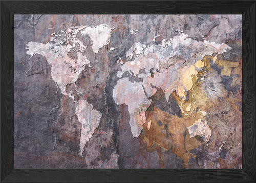 World map stone framed - map,