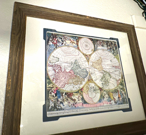 Framed world map - framed, wall