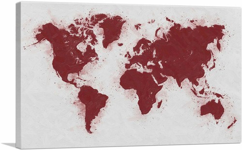 Artcanvas maroon white world - maroon,
