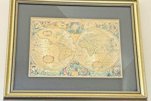 Antique style world map print - antique,