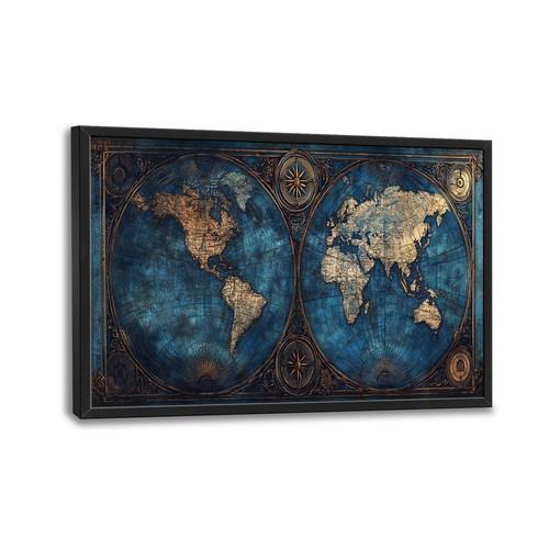 World map framed - map,