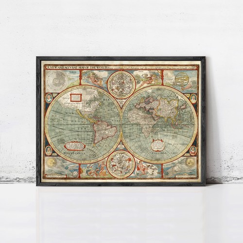 Old map the world - map,