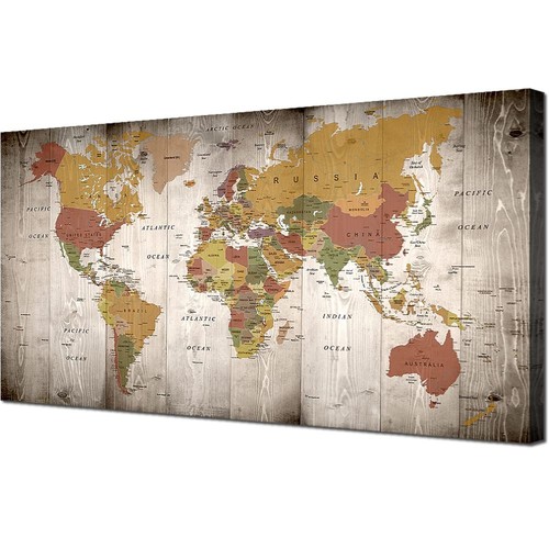 X24 rustic world map - 48"x24",